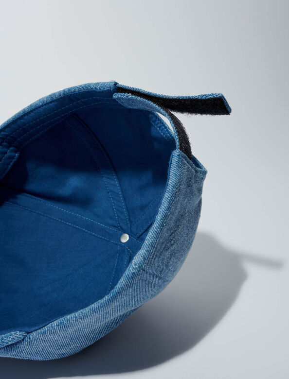 Denim cap with clover logo : Other accessories color Blue