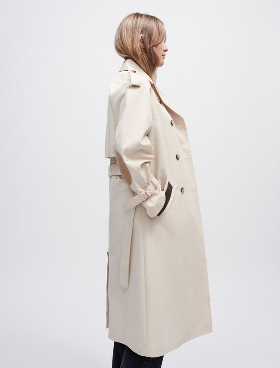 Trench coat with smocking at the back : Coats & Jackets color Ecru