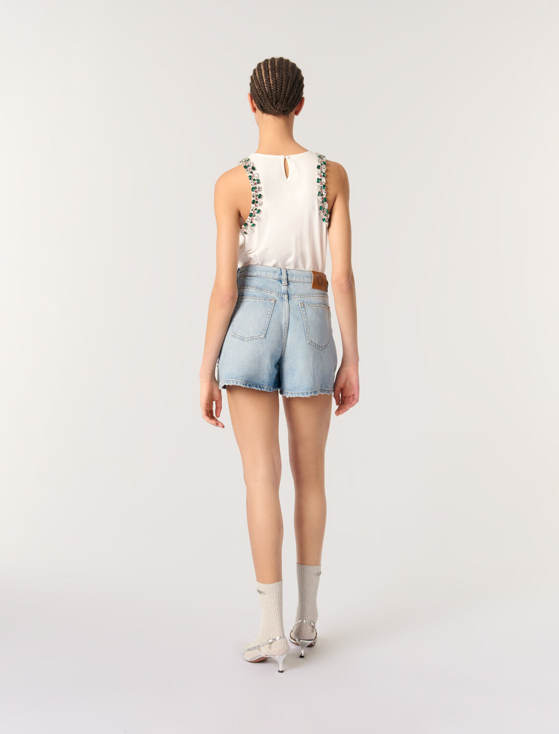 Rhinestone vest top - T-Shirts - MAJE