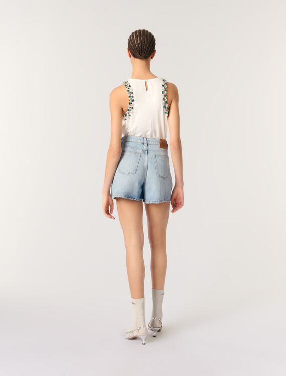 Rhinestone vest top - T-Shirts - MAJE