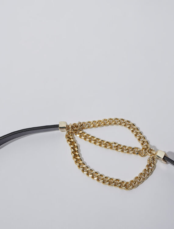 Clover leather and chain belt -  - MAJE