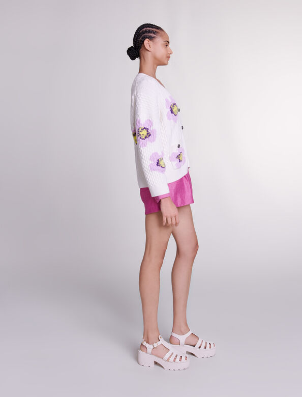 Knit cardigan with flowers : View All color Ecru