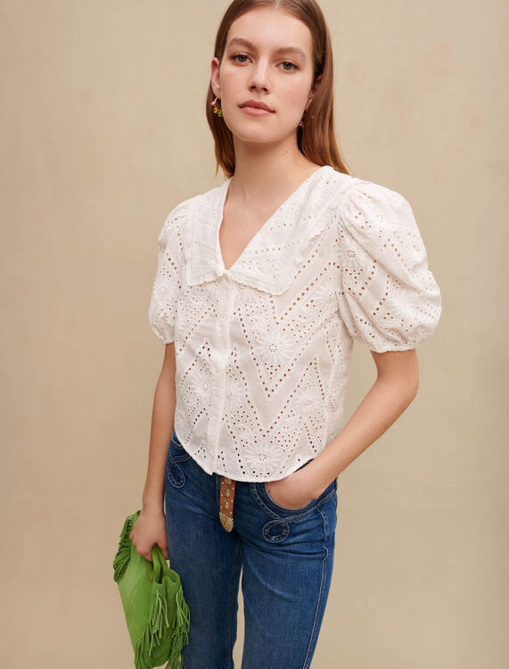 Embroidered cropped shirt -  - MAJE