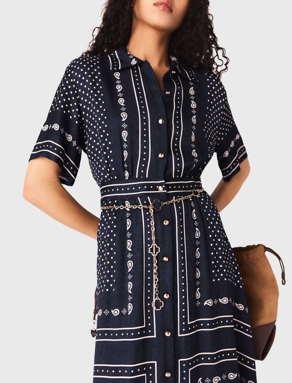 Flowy patterned maxi dress : Dresses color Navy Dot Bandana Print
