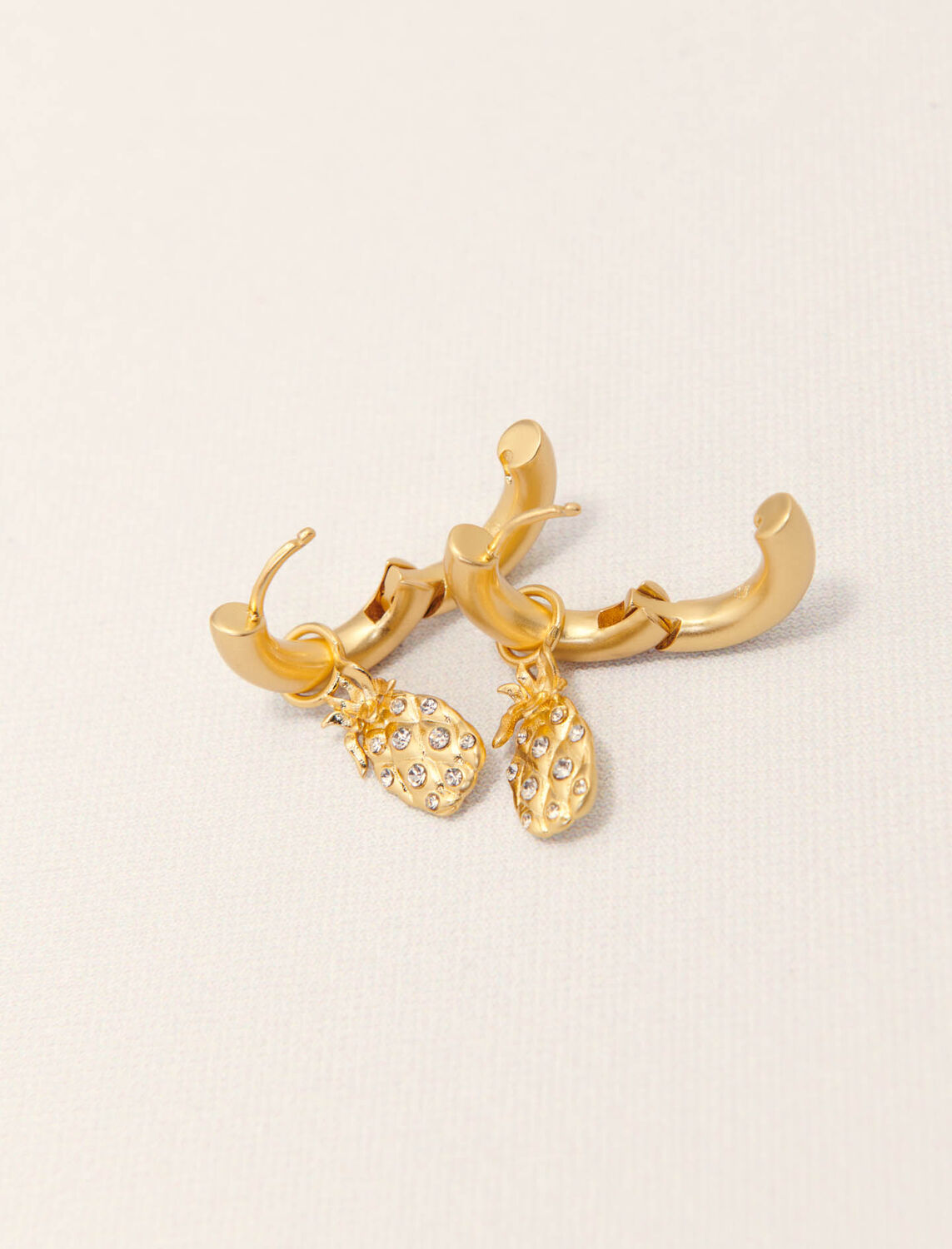 Mini rhinestone pineapple earrings : Jewelry color Gold