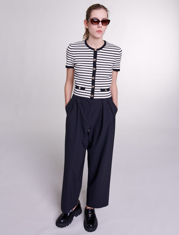 Wide-leg trousers with belt -  - MAJE