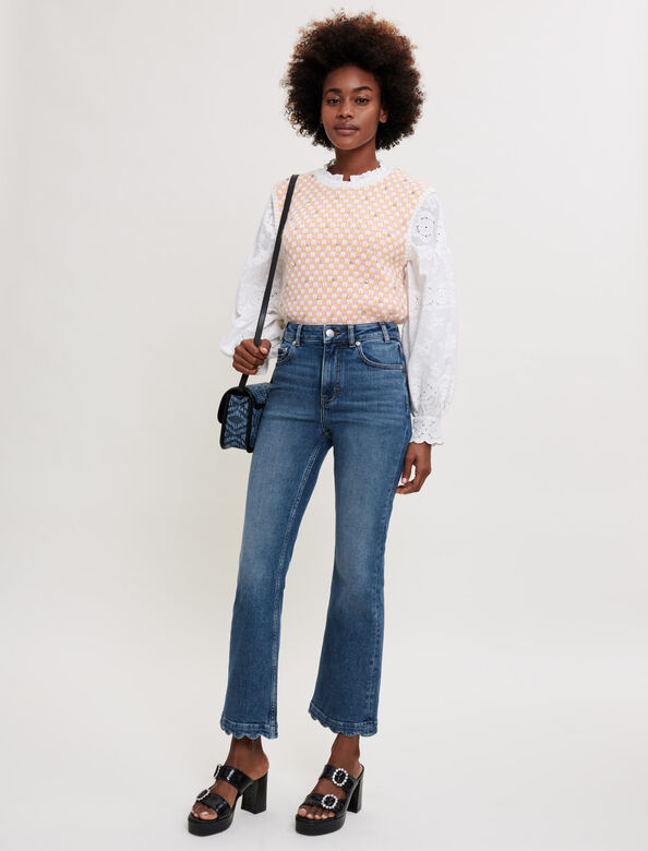 Mid-rise jeans with rickrack finishing : Trousers & Jeans color 