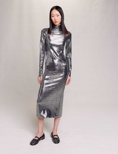 Glitter maxi dress : Dresses color Silver