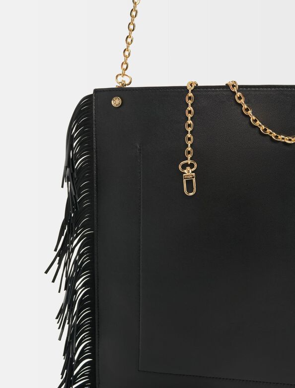 Clover leather bag with fringing : Shoulder bags color Black
