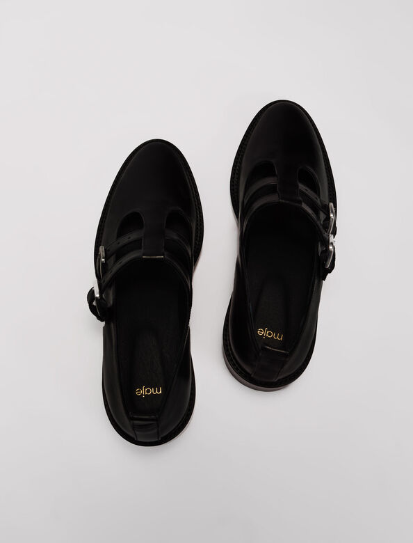 Black leather Mary Janes : Shoes color 