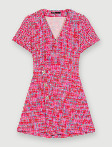 Short tweed dress with open back : Maje in Love color Fuchsia