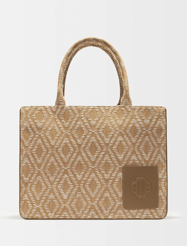 Tote bag with graphic motif : Shoulder bags color tabacco