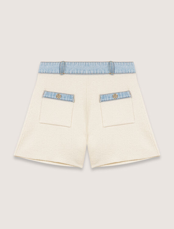 Knitted shorts with denim trim - Shirts - MAJE