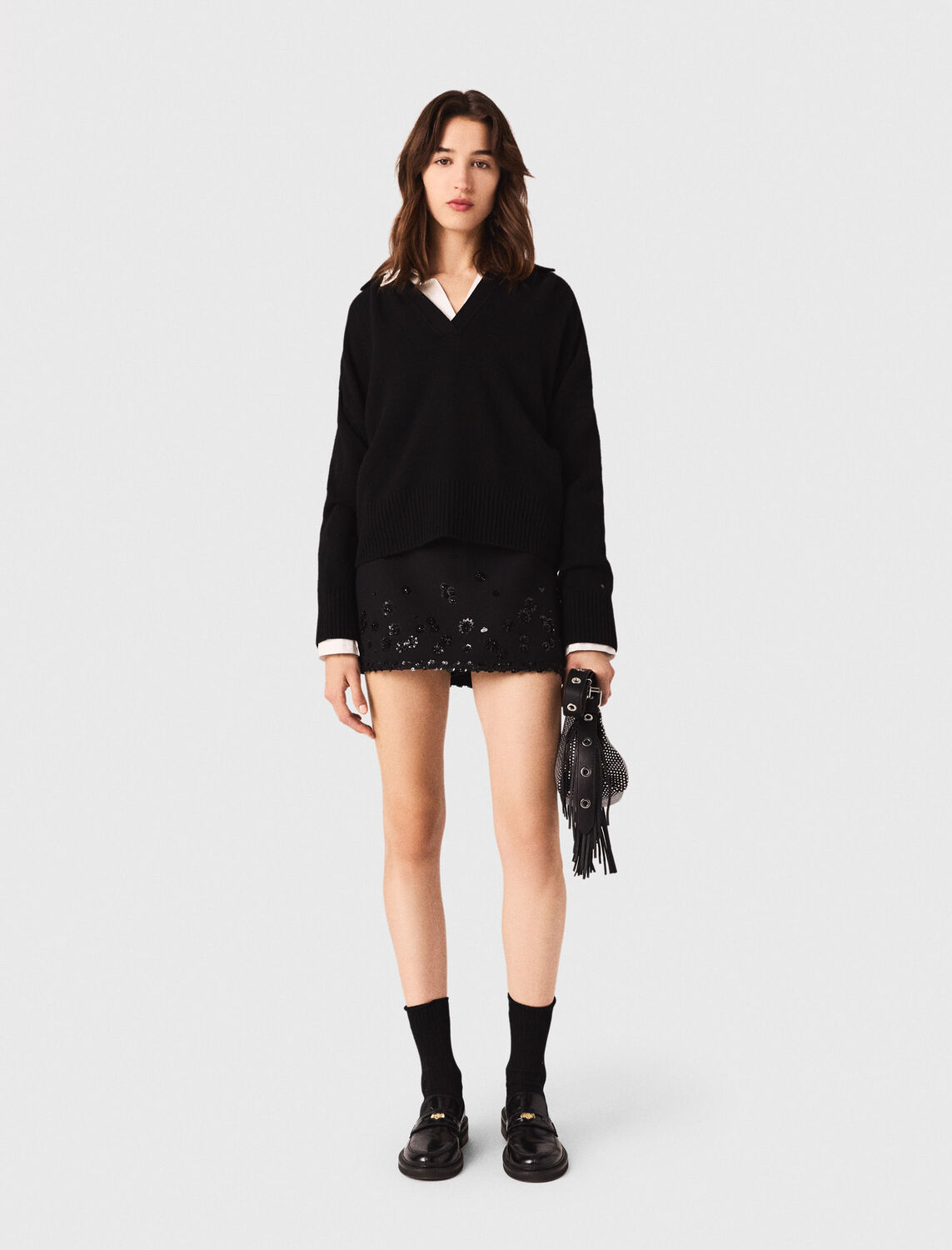 Open polo collar cardigan - Sweaters & Cardigans - MAJE