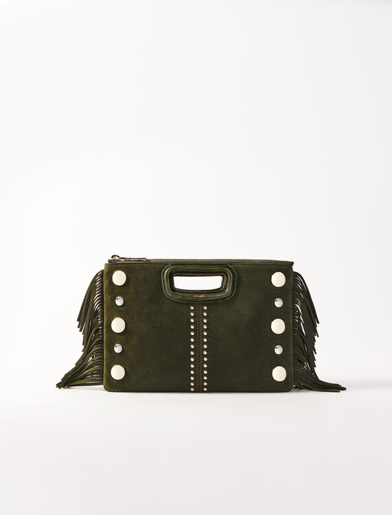 M Duo suede clutch with studs - Bags - MAJE