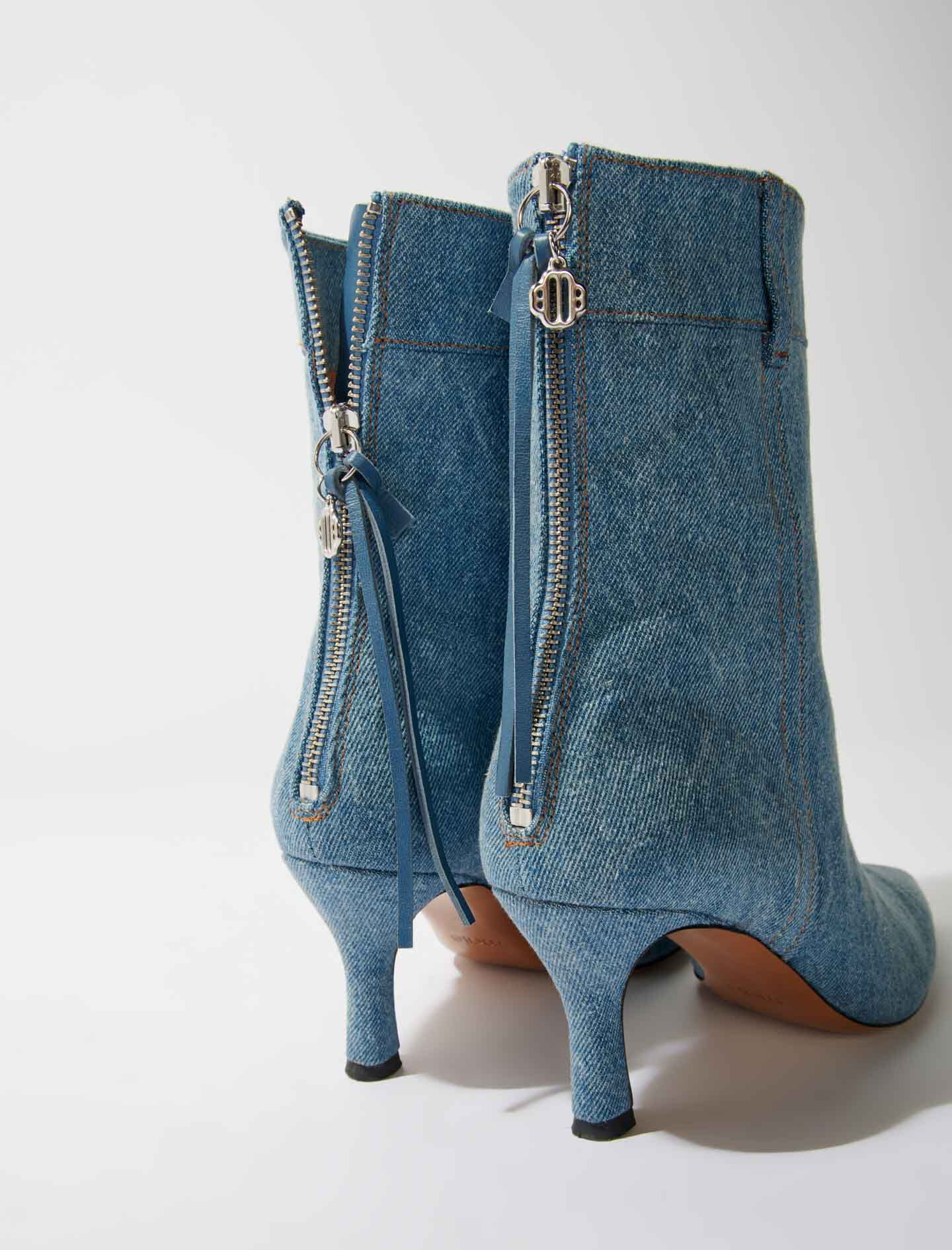 Denim top ankle booties