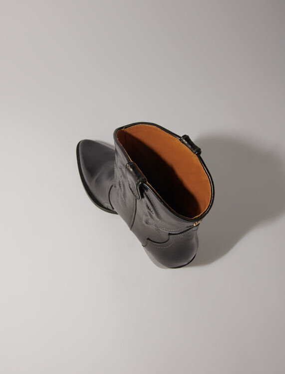 Leather cowboy ankle boots - Fall-Winter Collection - MAJE