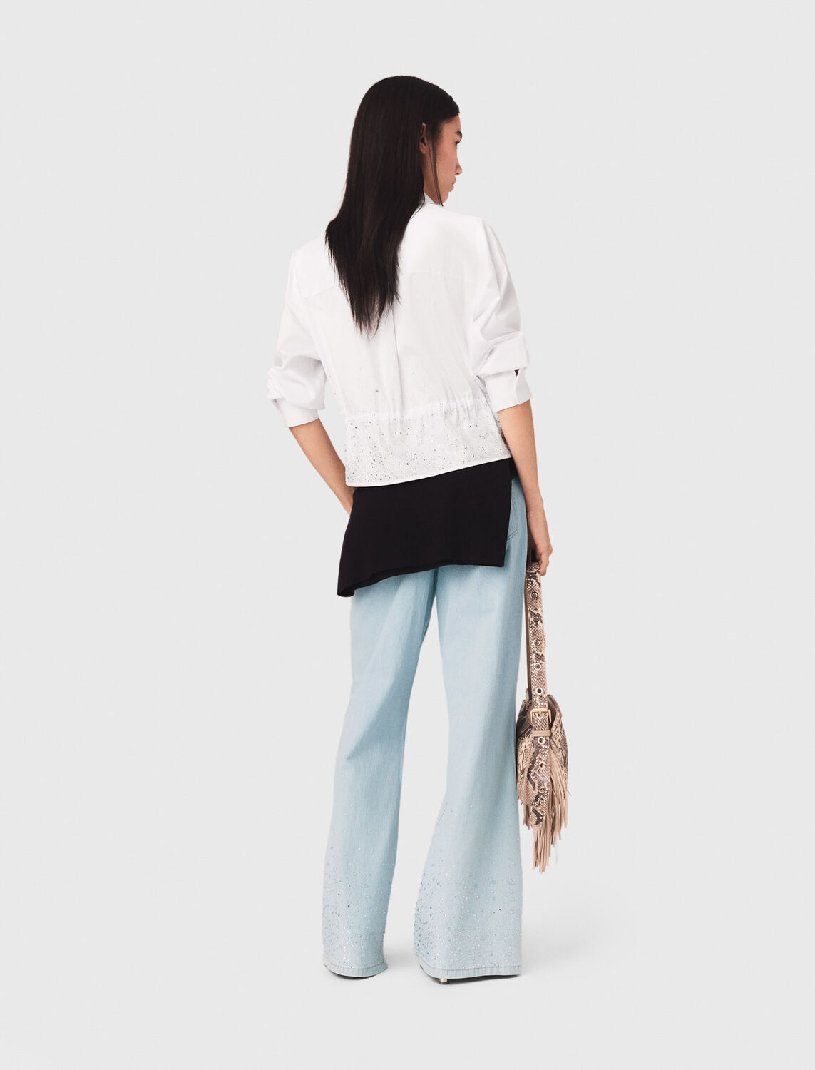 Cotton shirt with rhinestones - Shirts - MAJE