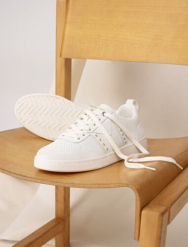 Studded white leather sneakers : Shoes color White