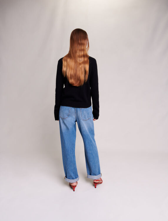 Cashmere jumper with gold snap buttons - 30% Off - MAJE