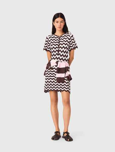 Zigzag crochet dress : Dresses color Brown/White