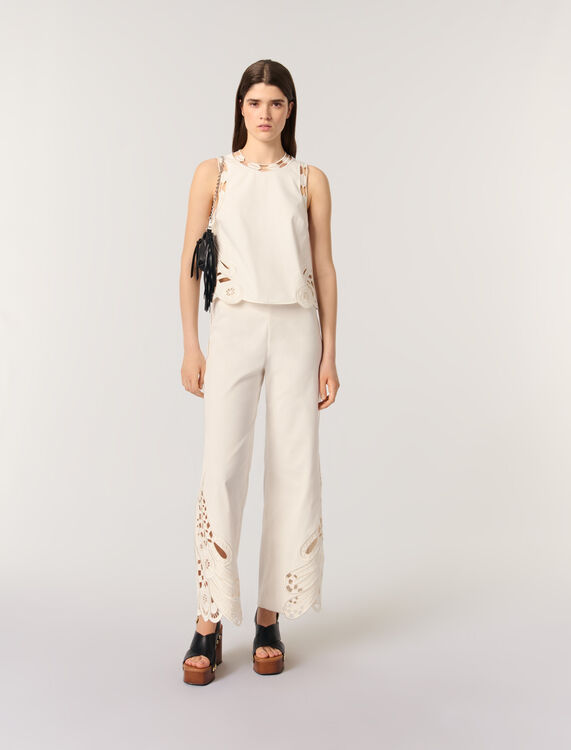 Embroidered vest top : Tops color Ecru