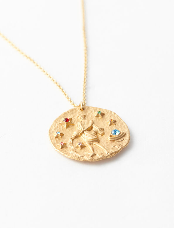 Aquarius zodiac sign necklace : Jewelry color Gold