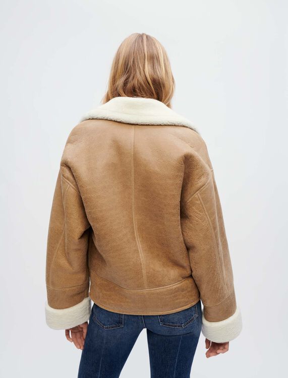 Two-tone shearling coat - Coats & Jackets - MAJE