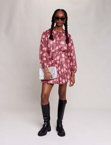 Short floral dress : Dresses color Red flowers print