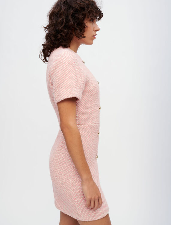 Pink and ecru marl tweed dress - Dresses - MAJE
