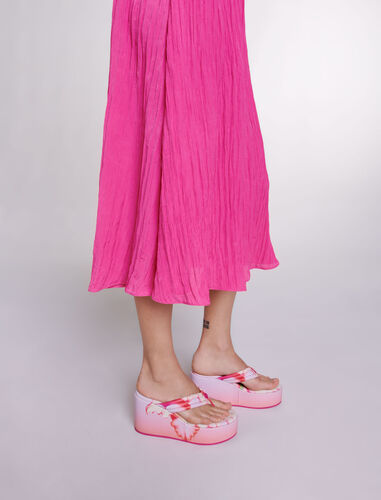 Flower print wedge sandals : Sling-Back & Sandals color Pink