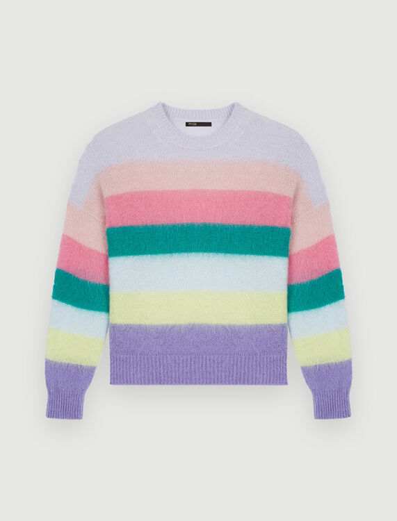Brushed mohair striped pullover - Cardigans & Sweaters - MAJE