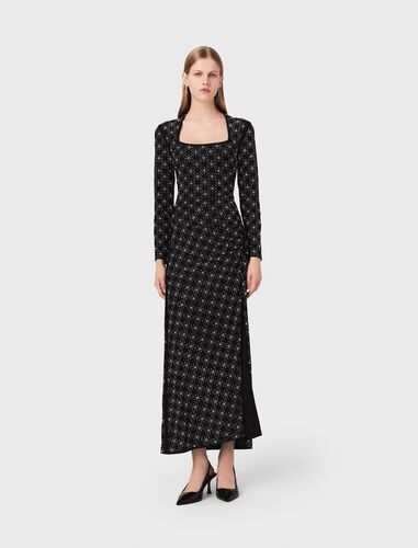 Beaded and rhinestone maxi dress : Dresses color Black
