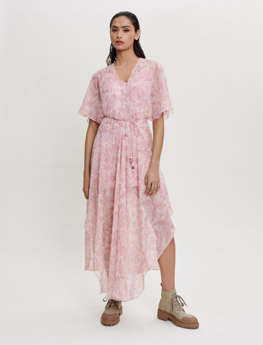 Paisley-print floaty scarf dress : Dresses color Pink cashmere