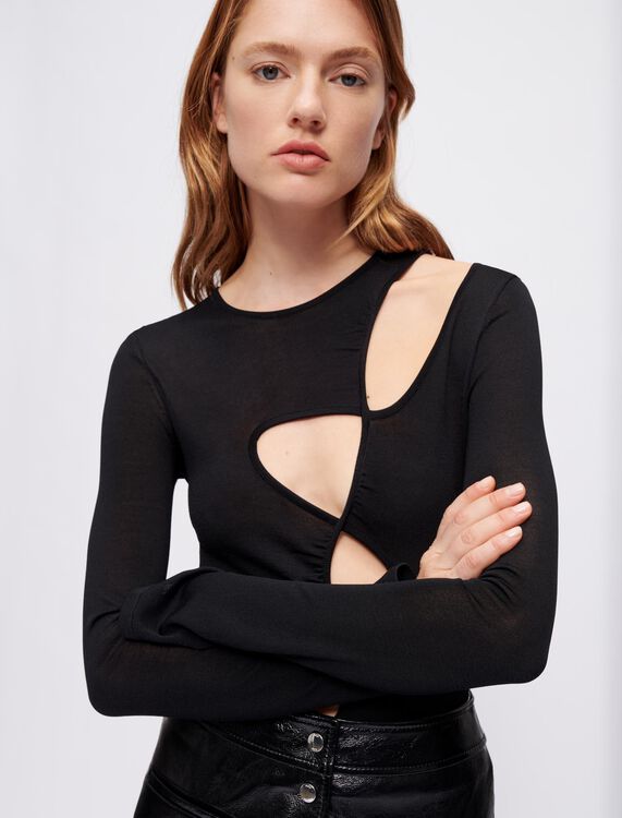 Stretch knit bodysuit with cut-outs - Evening capsule collection - MAJE