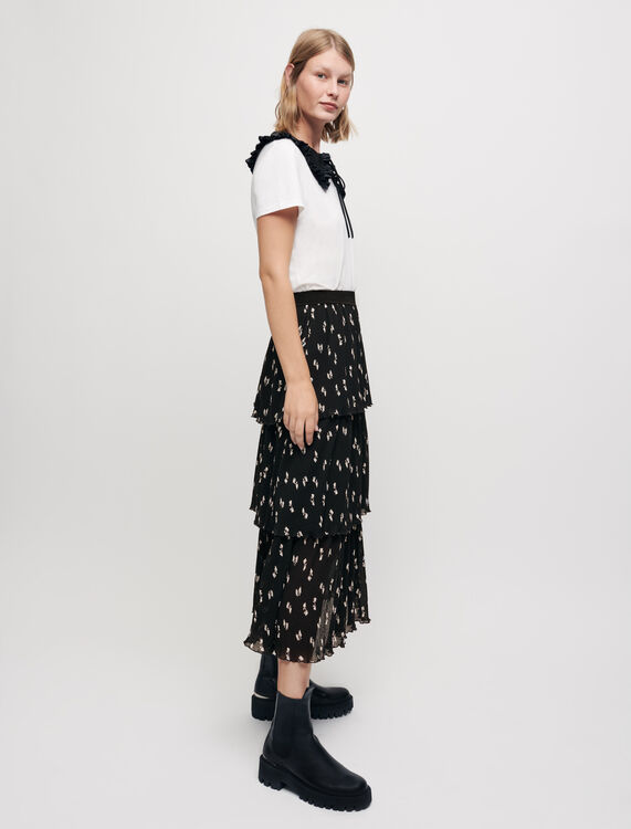 Bow print pleated skirt - Skirts & Shorts - MAJE