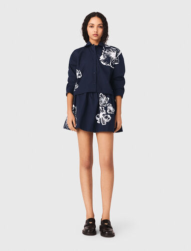 Cropped cotton shirt : Shirts color Navy