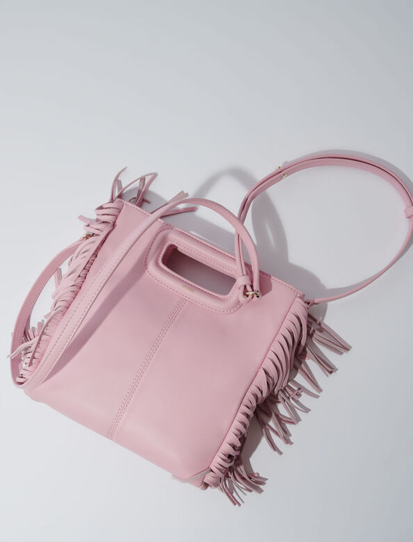 Smooth leather M bag with fringing : M Bag color Pale Pink