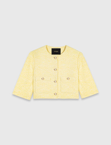 Short-sleeved tweed jacket : Blazers & Jackets color Pale Yellow