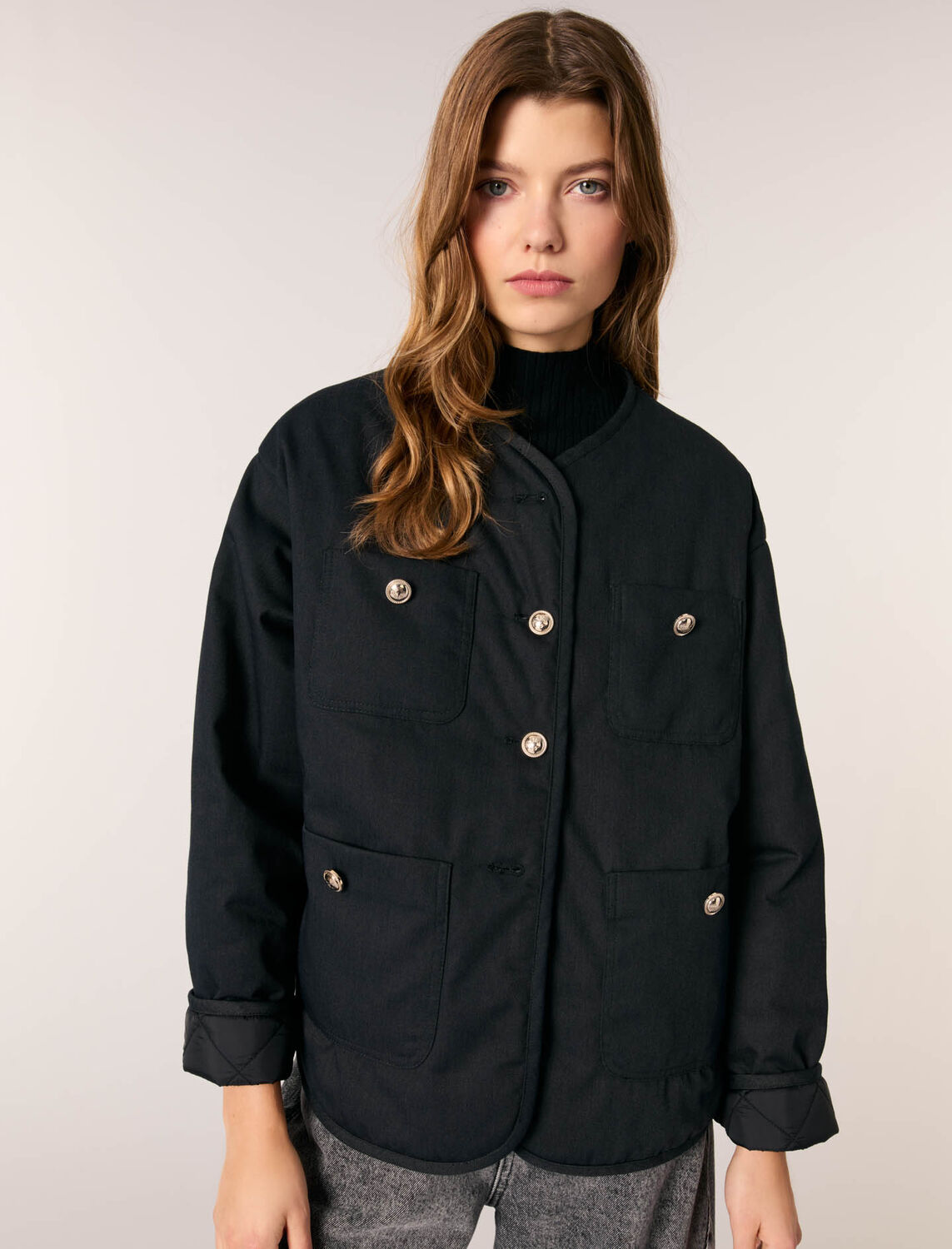 Reversible quilted coat : Coats color Black
