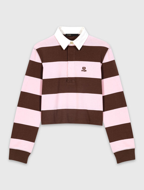 Striped polo sweatshirt - Tops - MAJE