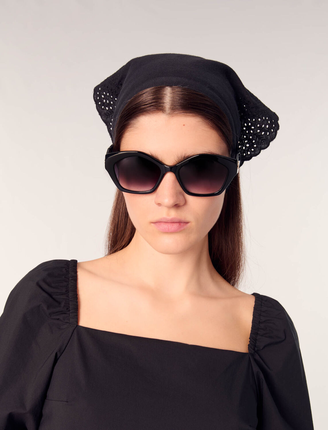 Poplin top with balloon sleeves : Tops color Black