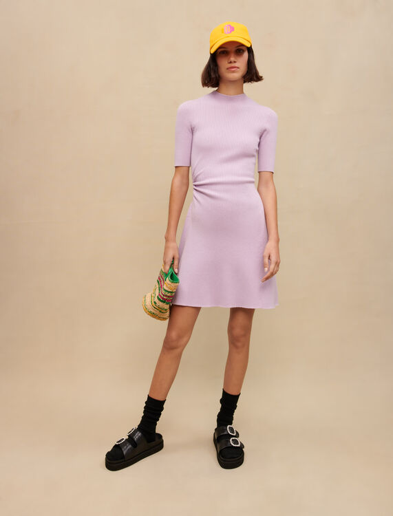 Mauve openwork knit dress - Dresses - MAJE