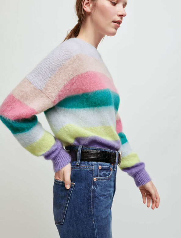 Brushed mohair striped pullover : Cardigans & Sweaters color 