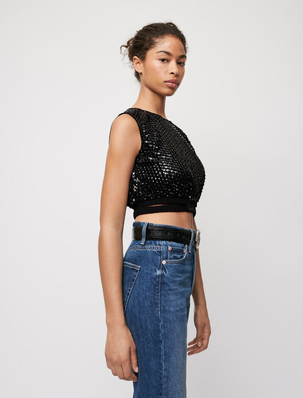 Sequinned crop top : Up to 60% off color 