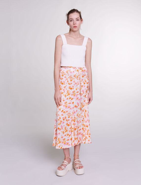 Satin-effect floral skirt - Skirts & Shorts - MAJE