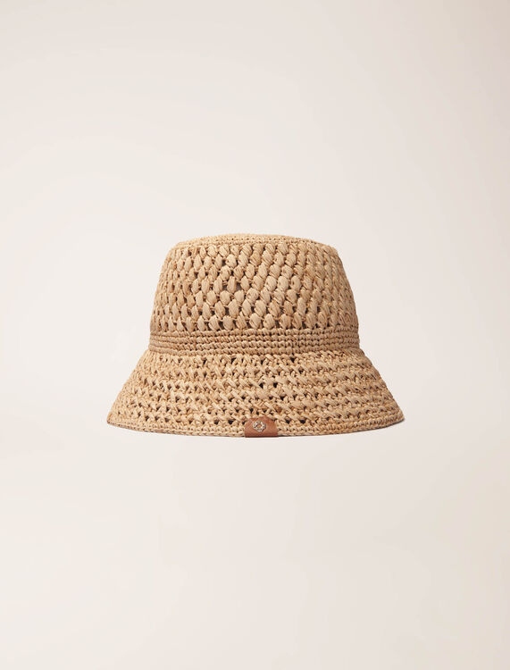 Crochet raffia bucket hat : Caps and bucket hats color Beige