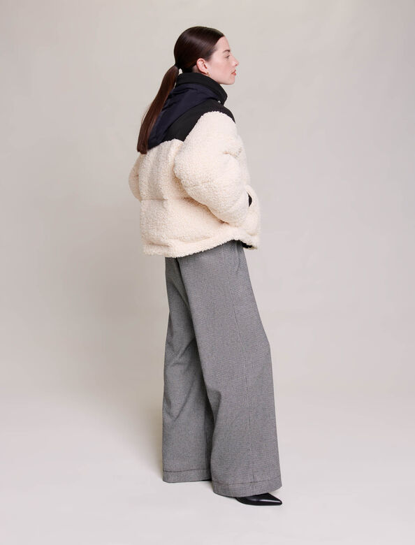 Bicolour padded jacket : Coats color Ecru Black