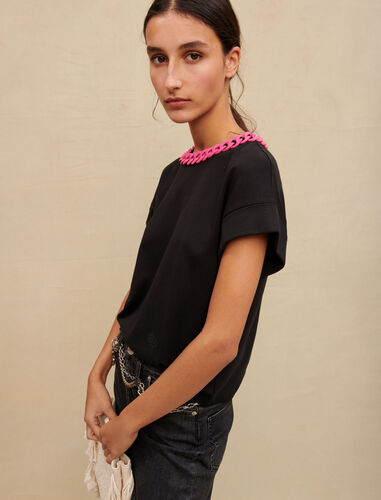 T-shirt with links at the collar : T-Shirts color Black