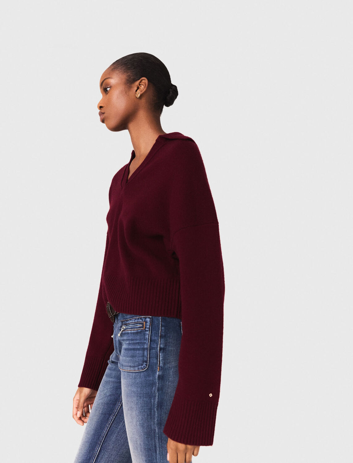 Open polo collar jumper - Sweaters & Cardigans - MAJE
